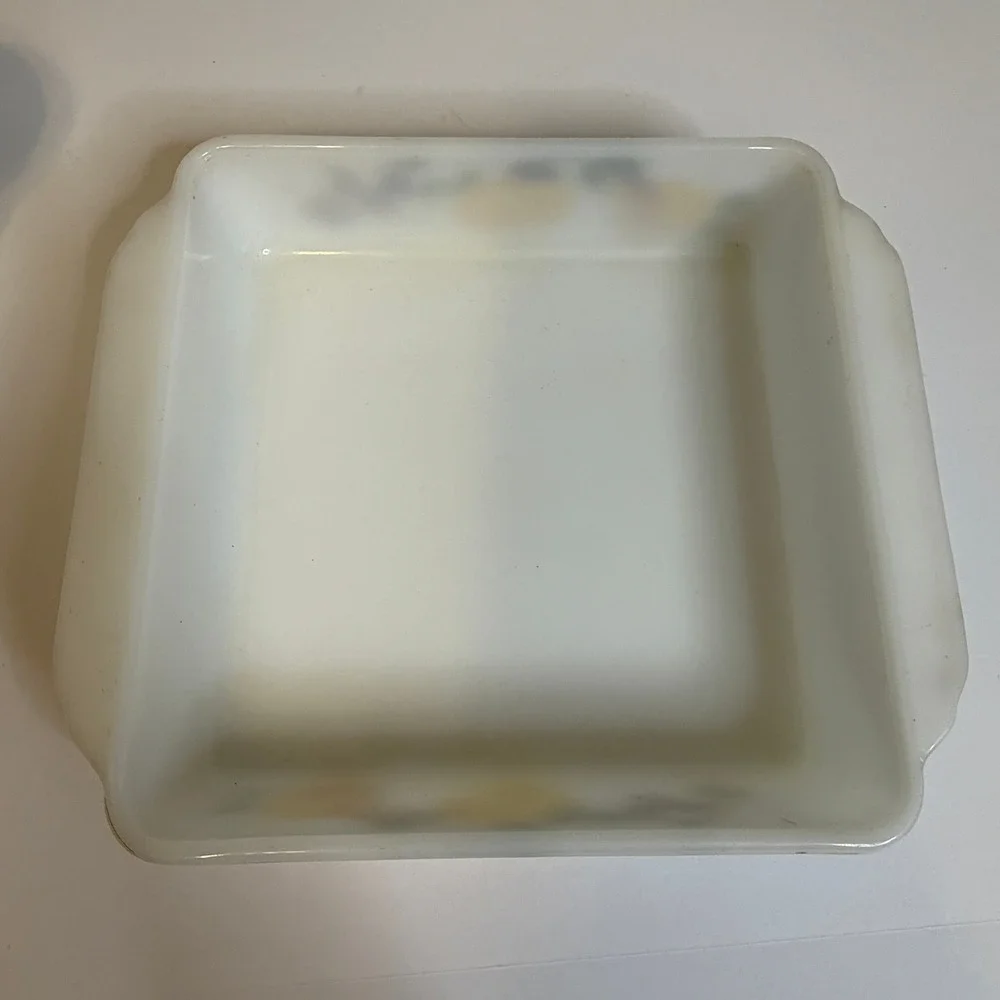 Vintage Fire-King Gay Fad Fruit Milk Glass Bakeware Set 3pc Anchor Hocking